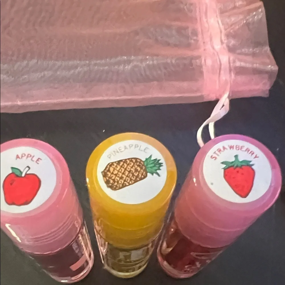 Lip Glow Kissing Fruit Gloss Set - Yellow, Pink, Red